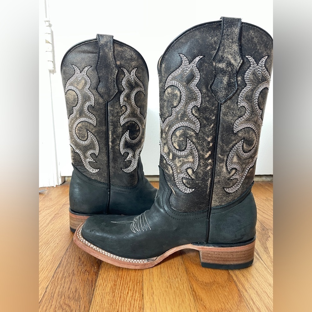 Circle G by Corral Kid's Black Leather Embroidered Cowboy Boot 4.5 - Picture 5 of 8